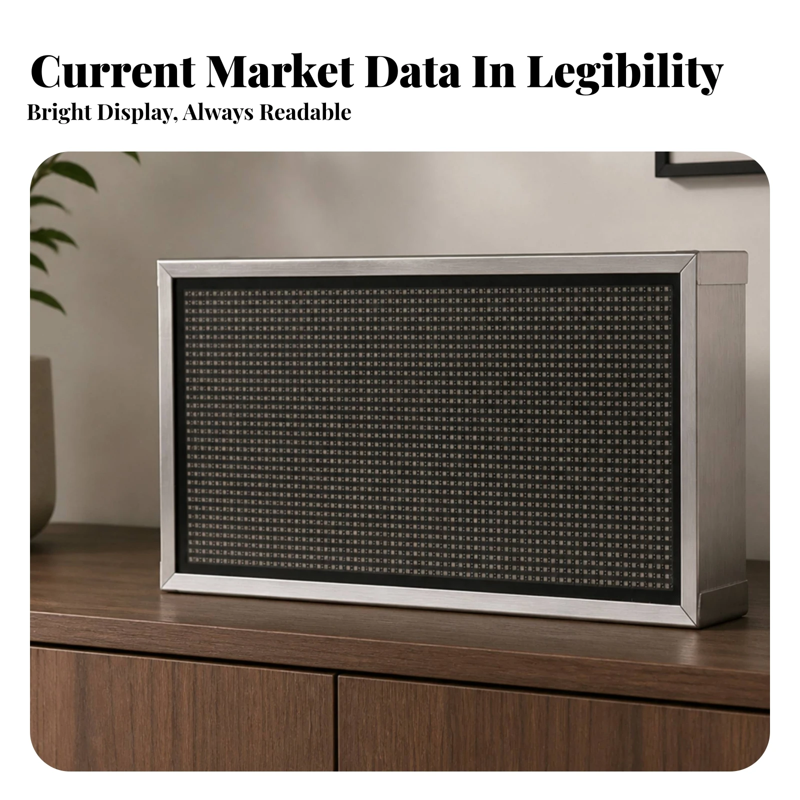 Pixel Display Customizable Smart Display with USB-C Cable Pixel Clock Custom Text Add-on for Traders, Desk, Home Office