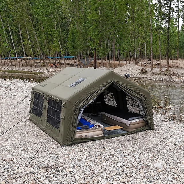 Army Green Coody 13.6 Air Tent Large Space Portable Inflatable Tent For Family Outdoor Camping