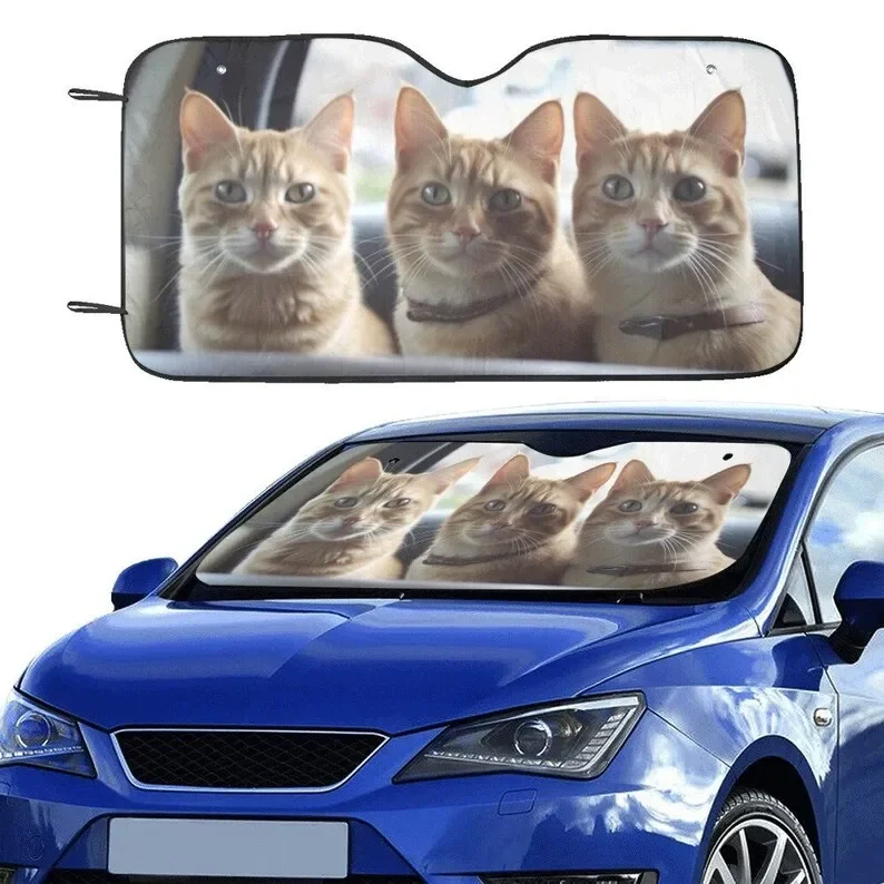 Cats Sunshade, Funny Car Windshield Sun Shade Kitten Shield Blocker Accessories Auto Cover Protector Window Solar Visor Women Sc