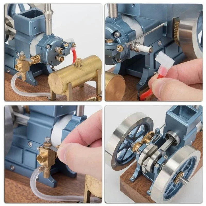 Single Cylinder Fuel Engine Model Movable Mechanical for Laboratory Science Experiment Teaching Hobby Collection Display