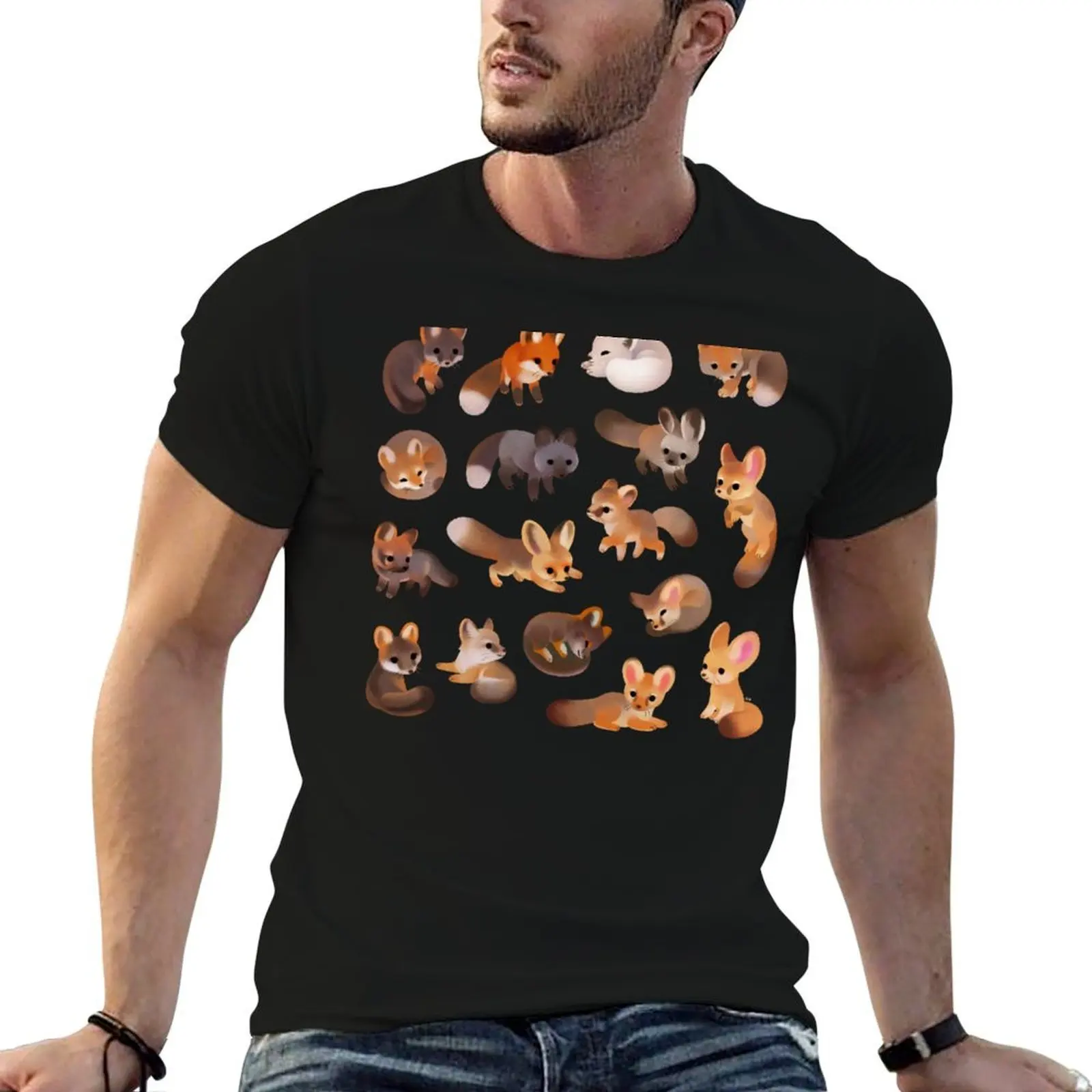 

Foxes - beige T-Shirt graphic t shirts for man man t shirts cotton T-Shirt