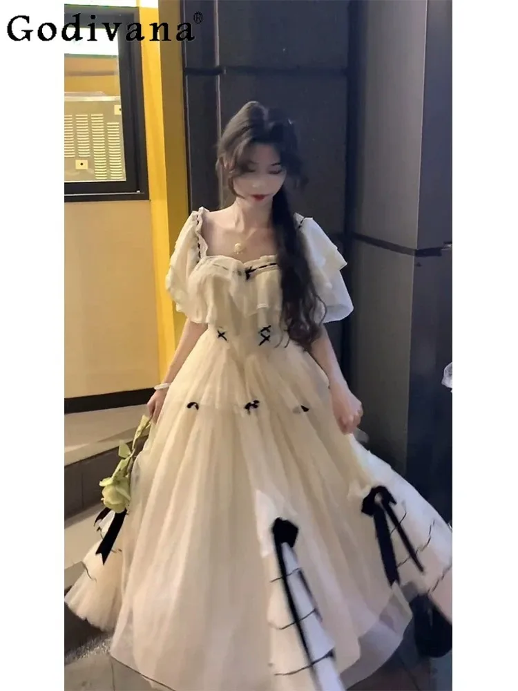 

French Elegant Luxurious Sweet Lolita Dress for Women Japanese Original Princess Coming-of-Age Birthday Short Sleeve Long Dress
