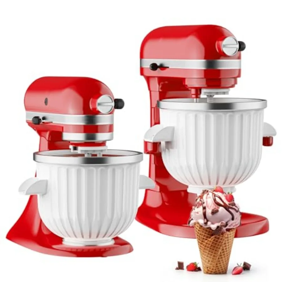 

Ice Cream Maker Attachment for KitchenAid Stand Mixer 2 Quart Ice Cream Bowl, Fits for KitchenAid 4.5 Qt and Larger Models - Ho