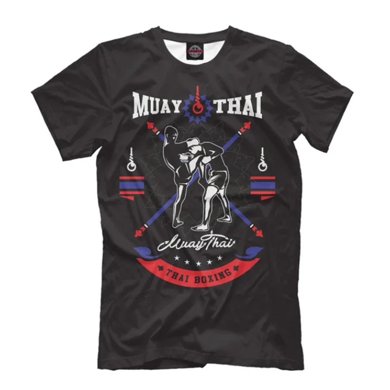 Muay Thai Graphic T Shirt Men Summer Breathable Quick Dry Tee Running Gym Sport Short Sleeve Outdoor Boxing Wrestling Tracksuits