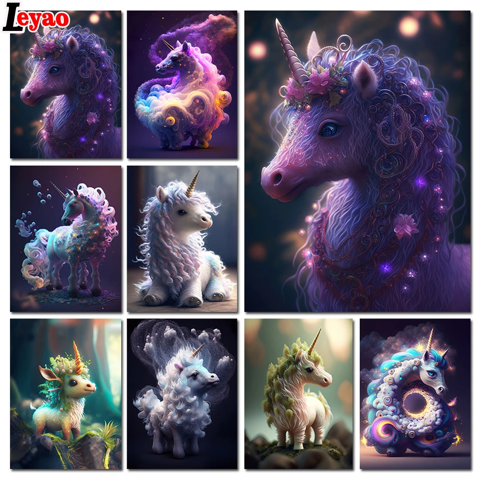 Mysterious fairy unicorn 5D DIY Diamond Painting Fantasy Animals Cross Stitch Kit Embroidery Abstract Mosaic Home Decor Gift