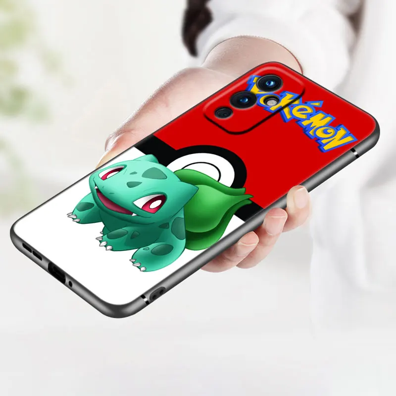 Bulbasaur Pokemon Black Phone Case For OnePlus 11R 10T 10R 9RT 8T ACE 2V Pro Nord 2T N10 N100 N20 N200 CE2 Lite 5G Soft Cover