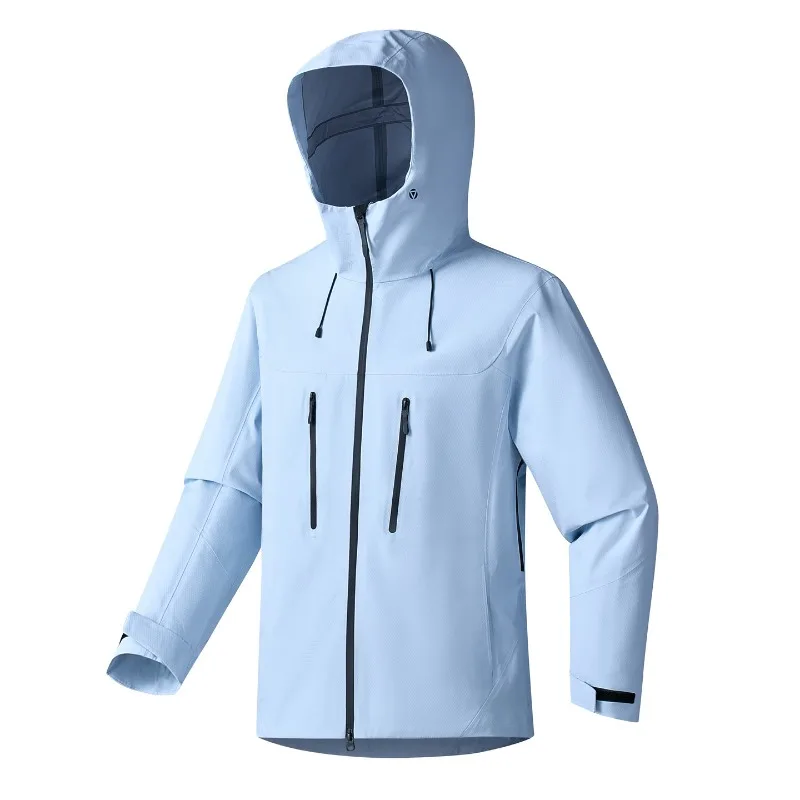 Fully Taped Hard Shell Hooded Jacket Waterproof Windproof Anti‑Stain Outdoor Functional Coat for Hiking Climbing