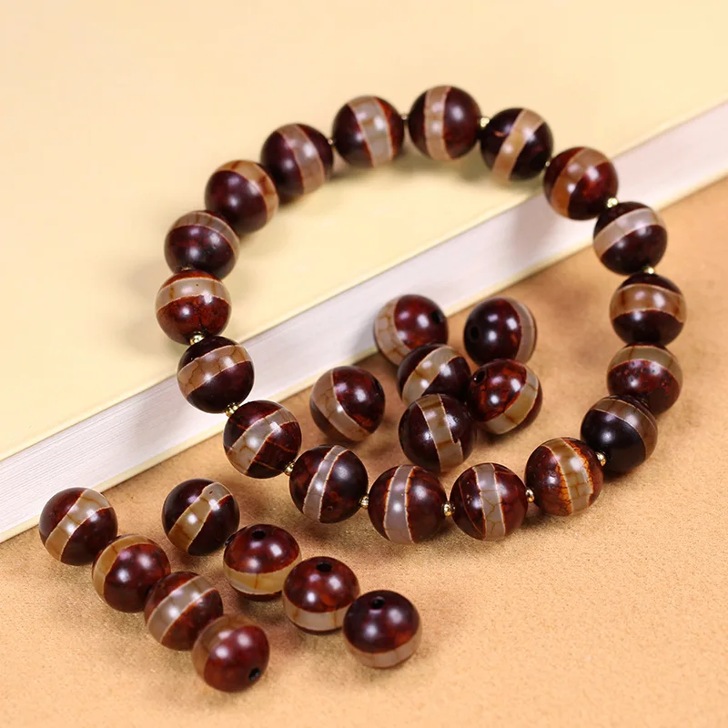 Tibetan natural authentic old mine raw agate first-line pharmacist , dzi , bracelet, necklace, loose beads 10mm