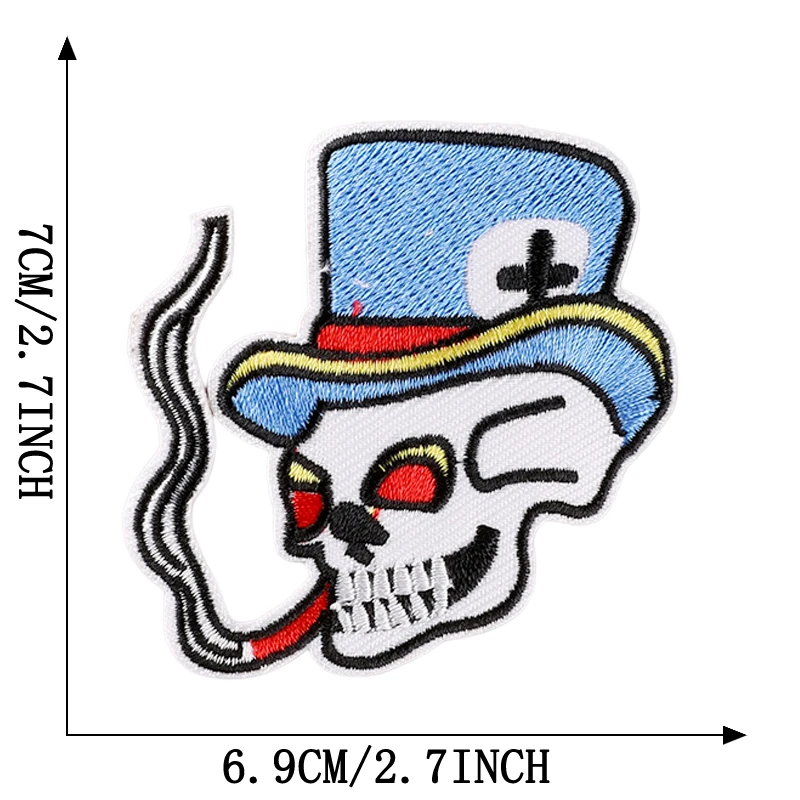 Punk Patches Eisen auf für Kleidung Designer Schädel Outdoor bestickt Parche Bordado Para Ropa Termoadesive Rock Nähen Diy Jacke – Detail 18
