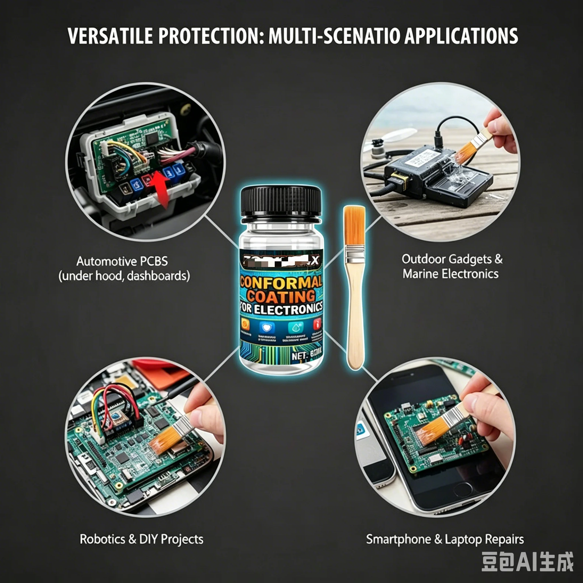 Conformal Coating with Brush, Quick Dry Waterproof Anti-Corrosion Anti-Salt Lacquer for Automotive PCB Circuit Protection