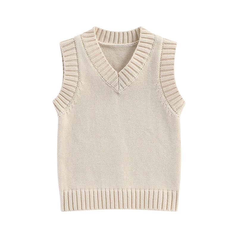 

Kids Sweater Vest Sleeveless V-neck Solid Knit Vest Fall Winter Clothes for Girls Boys