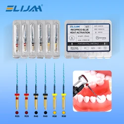 6Pcs/Box NITI Dental Reciprocating Blue Heat Files R25 25mm Denspay Dental Engine Use Only One Files Rotary Root Canal Files