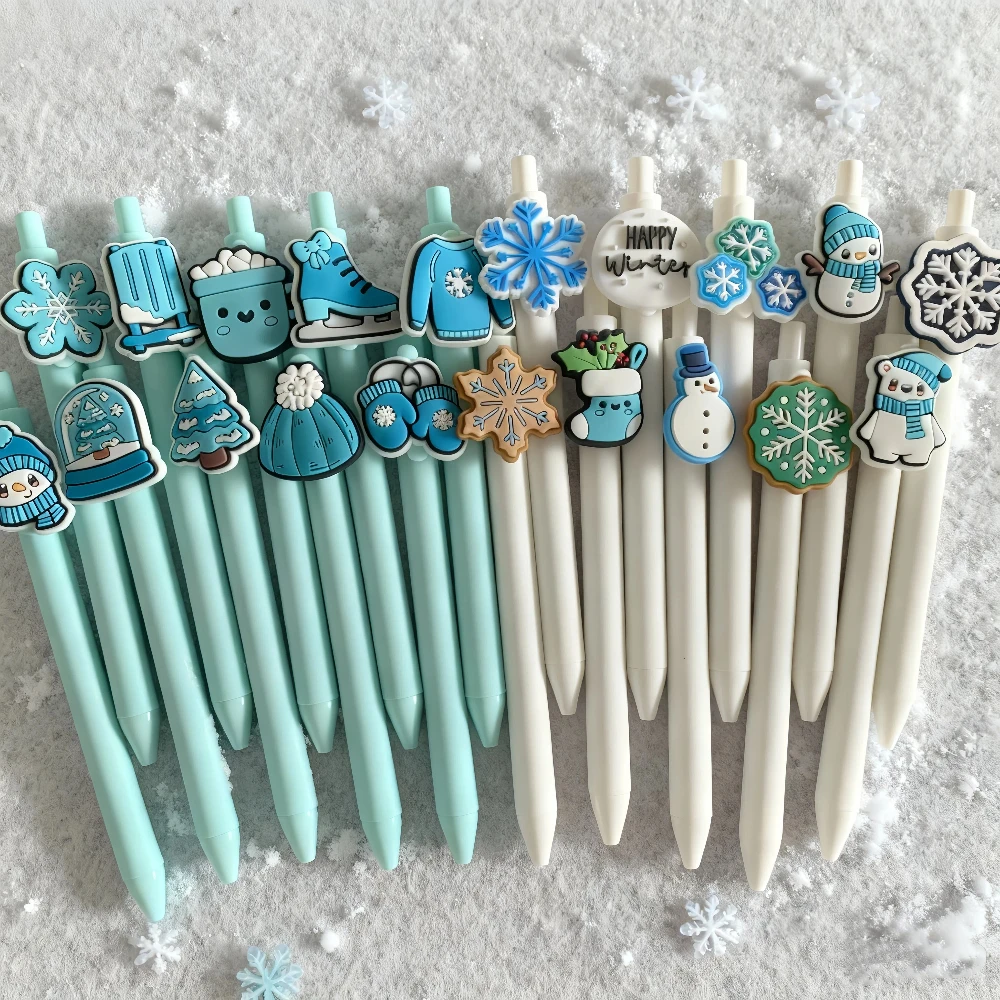 

20Pcs Winter Christmas Pens Bulk Retractable Ballpoint Gel Ink Pens Black Ink Writing Pens for School Office Holiday Party Gifts