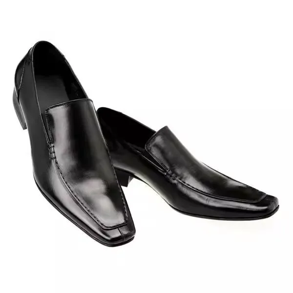 Japanese Style Pointed Leather Shoes Thick Soled Business Dress Square Toe Loafers Men Slip On Solid Color Formal Leather Shoes view 5