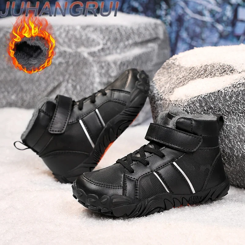 Stivali invernali per bambini Stivali da neve caldi alla caviglia in tessuto impermeabile Scarpe da ginnastica antiscivolo per ragazzi e ragazze Stivali caldi da esterno alla moda