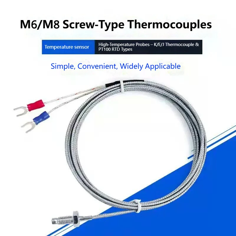 Chand CTC K Type Thermocouple M6 M8 Thread Temp Sensor Probe 0.5M 1M 2M 3M Cable for Industrial PID Temperature Control
