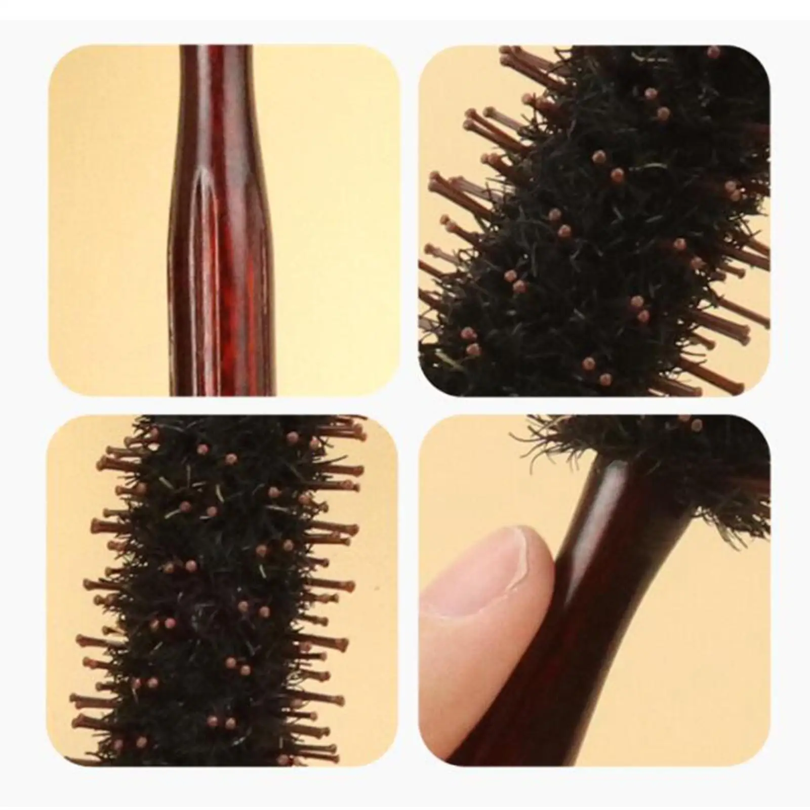 

Barber Styling Round Roll Hair Brush Wooden Handle Curling Volumizing Comb for All Hair Types