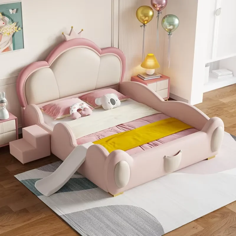 Master Nordic Wood Bed Bases Frames Kids Cute Girl Modern Luxury Children Bed Multifunctional Princess Lit Deux Place Furniture