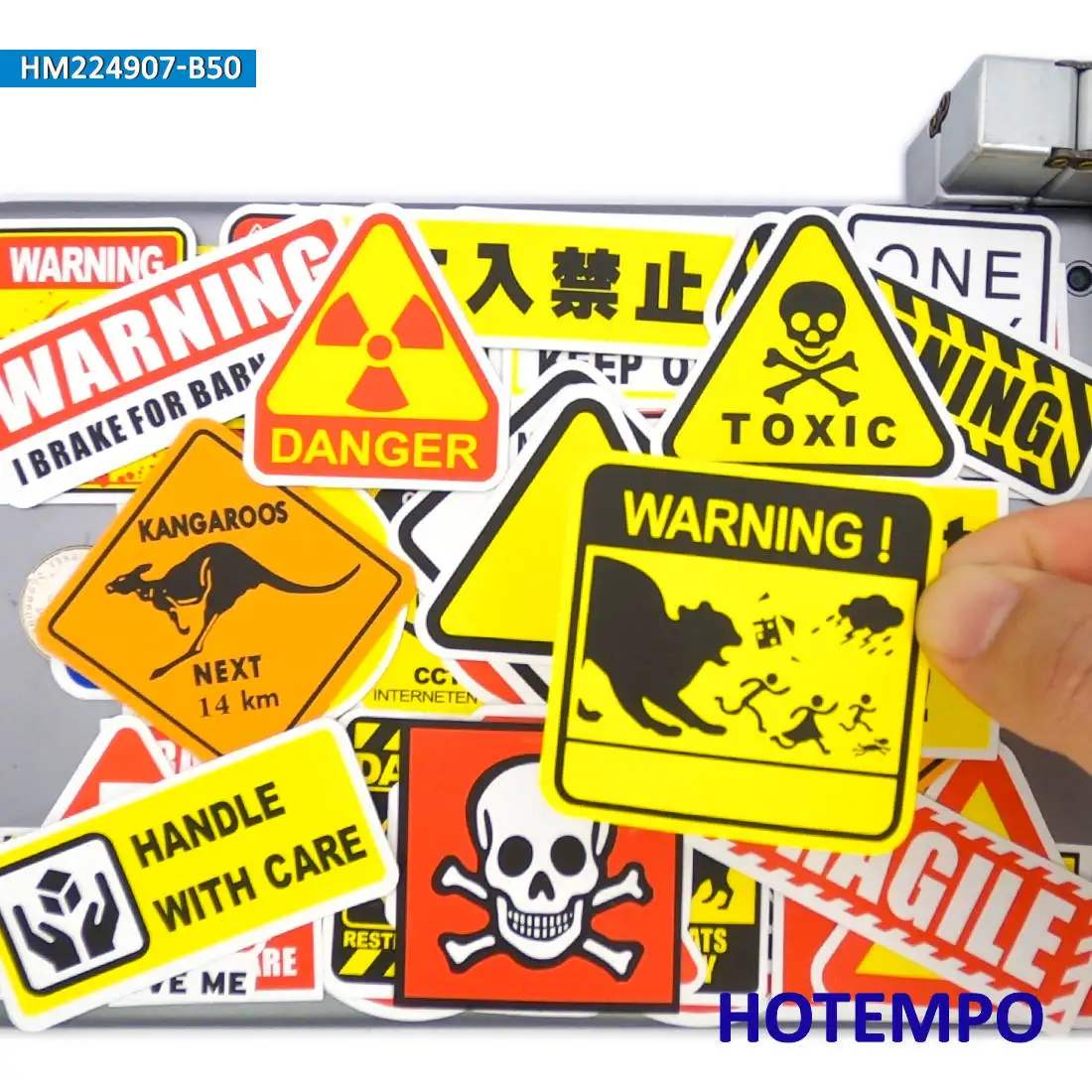 20/30/50PCS Warning Tip Stickers Danger Stop Caution Signs Funny Decals for Phone Laptop Bike Motorcycle Luggage Helmets Sticker