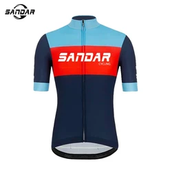 SANDAR Team 2025 Men Summer Short Sleeve Cycling Jersey Set MTB Maillot Ropa Ciclismo Bicycle Wear Breathable Cycling Clothing