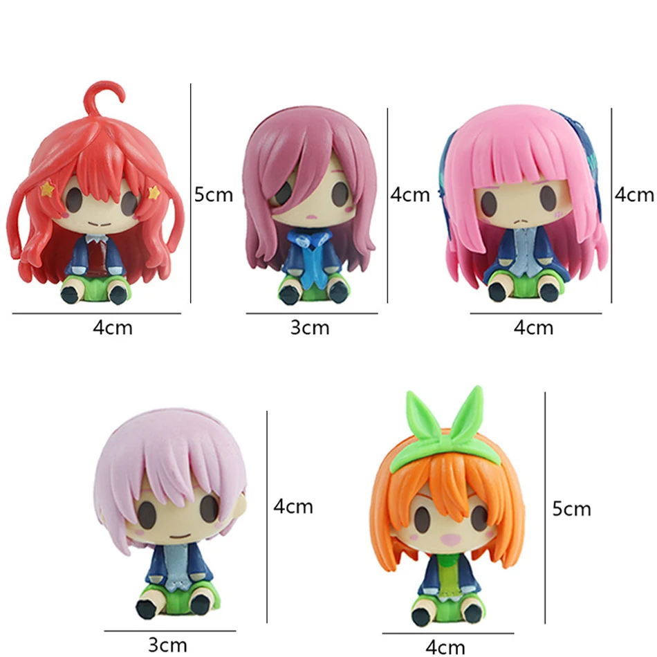 Mini figura de Anime de Quintessential Quintuplets, Kazuhana, Nino, Miku, Nakano, Shika, Mayo, regalo de cumpleaños y Navidad, 4-5cm, juego de 5