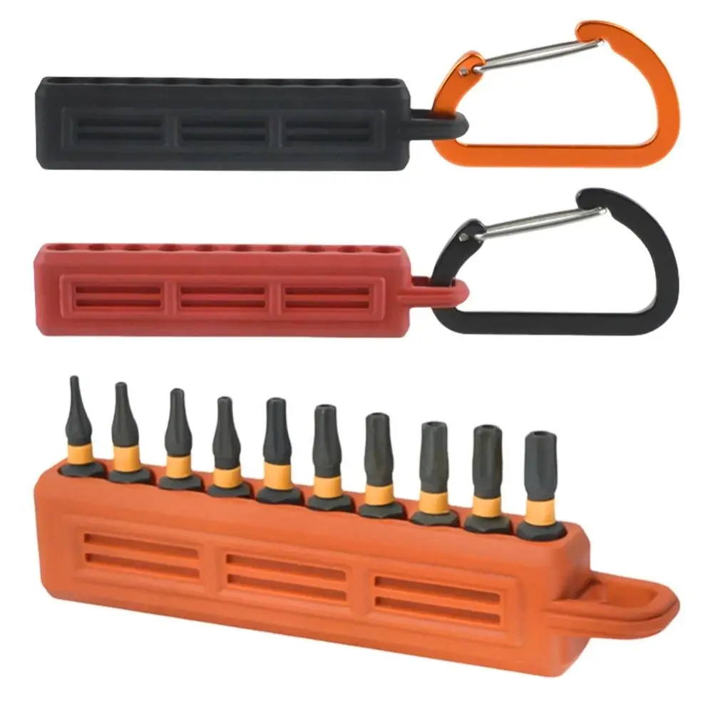 with Carabiner Screwdriver Bit Storage Organizer Portable Plastic Drill Bits Storage Case Shank Holder Screwdriver Bit Rack