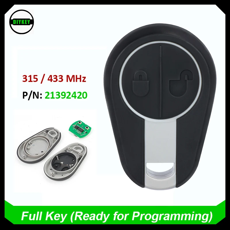 DIYKEY 315MHz / 433.92MHz 2 Buttons Smart Car Key Fob for 2004-2022 Volvo Truck 630 670 780 880 P/N: 21392420