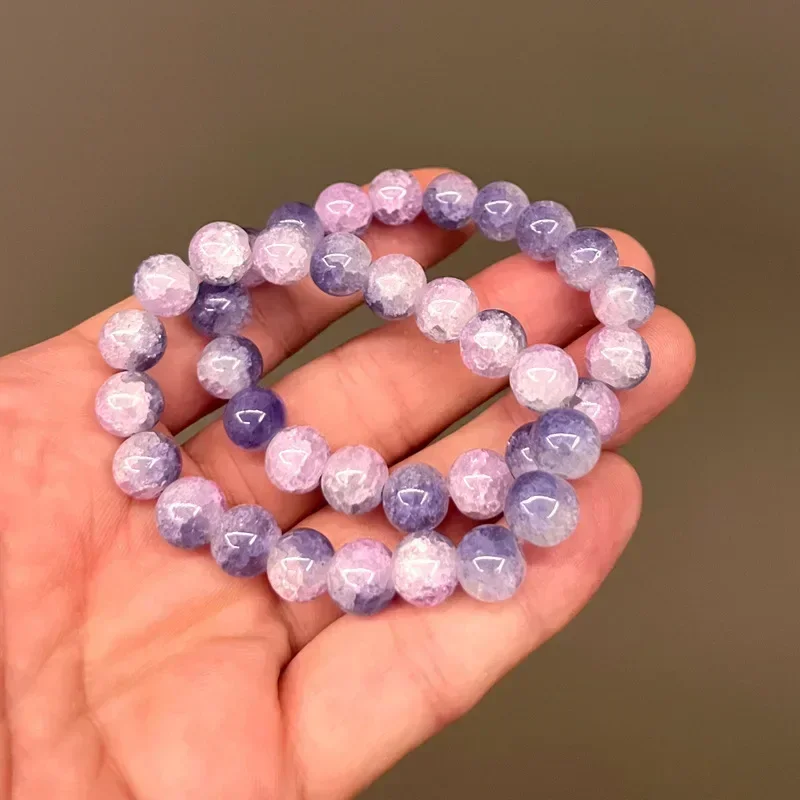 1pc Crystal Colorful Bracelets Natural Stone Quartz Amethyst Fluorite Beaded Sweet Reiki Healing Energy Strand Bangles Jewelry