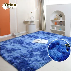 Tie Dyed Carpet Plush Rugs For Bedroom PV Pile Room Mats Shaggy Multicolor Large Carpet Modern Living Room Fluffy Rug For Table