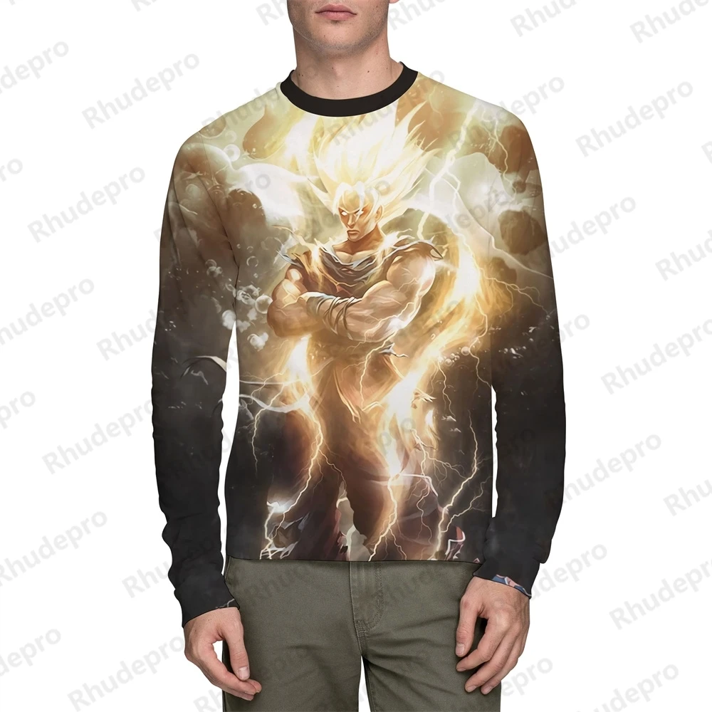 T Shirts Dragon Ball Z Vegeta Men Shirt Men's Long sleeve T-shirts Super Saiya Tops Streetwear Fashion Goku 2024 Clothing 5XL