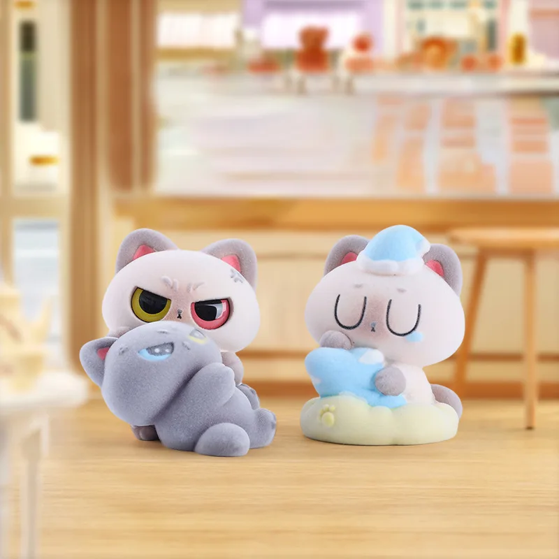 กล่องสุ่มตุ๊กตาแมวสยามกำมะหยี่แท้ ซีรีส์น่ารัก ของตกแต่งโต๊ะทำงาน ของเล่นกล่องปริศนา ของขวัญเซอร์ไพรส์วันเกิด