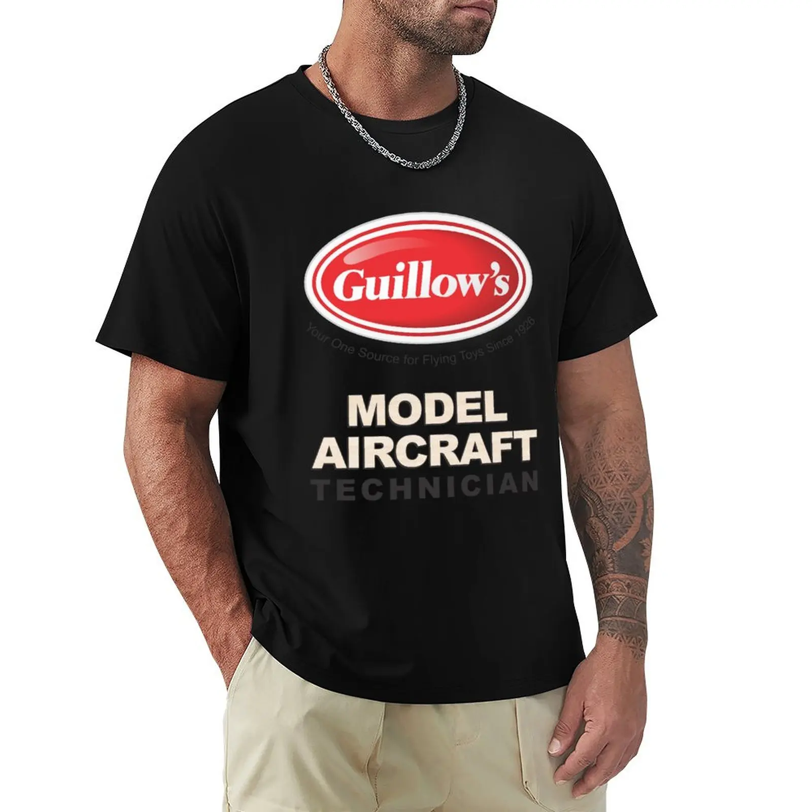 Футболка Guillow - Model Aircraft Technician в уличном стиле, больших размеров