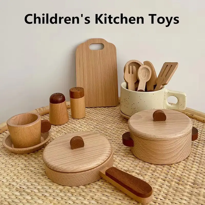 Natural Wood Preschool Toys Fruits And Vegetables Model Simulation Play House Kitchenware Cognitive Wooden Toys Gifts Figure