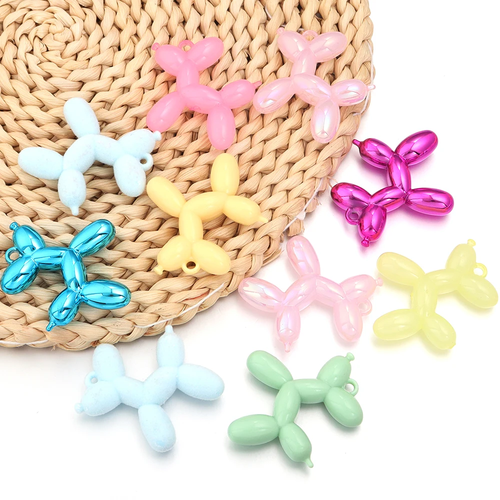 5 قطعة 46x50 مللي متر رقيق بالون الكلب الاكريليك السحر الملونة لطيف Charms قلادة لصنع المجوهرات أساور يدوية قلادة المفاتيح