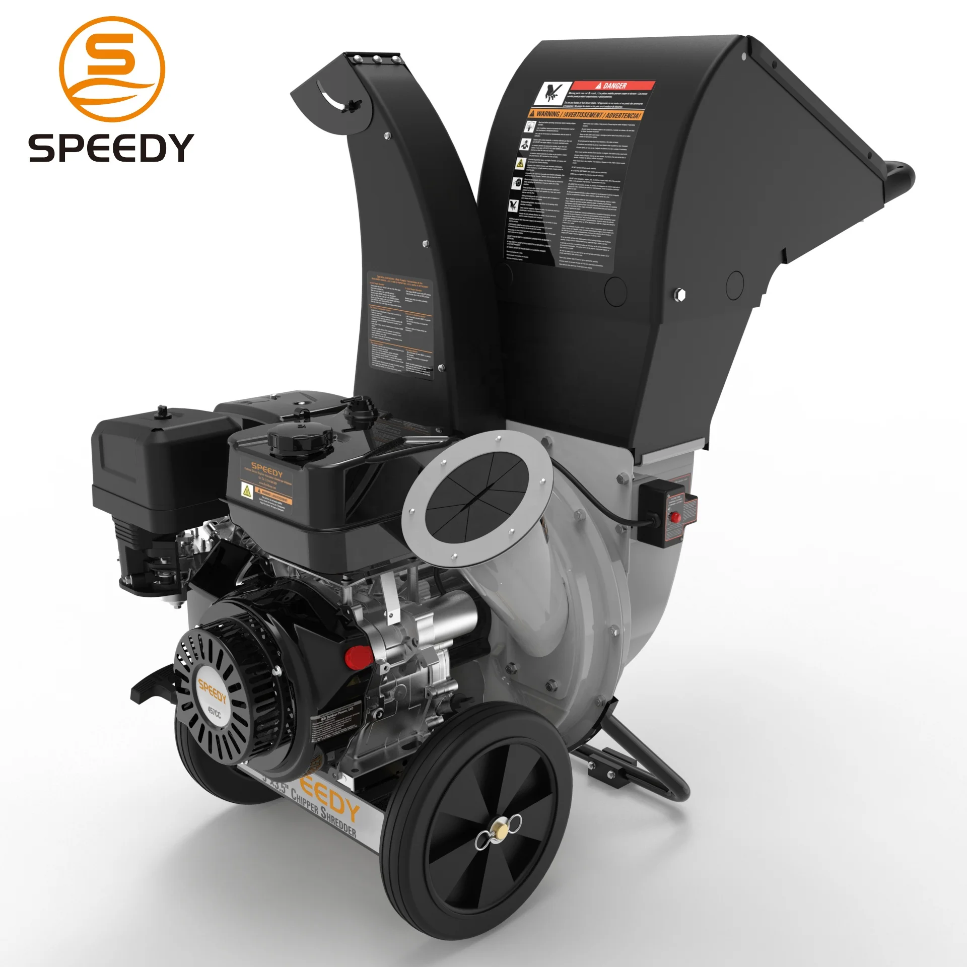 Wood Chipper Shredder 270cc 457cc Gas Powered Branch Mulcher Garden Yard Waste Chipper with Electric Recoil Start Safety Engine