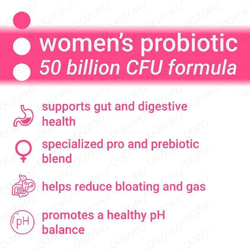 Women's probiotic capsules 50 billion CFU of prebiotics in a formula that balances intestinal and digestive pH for health