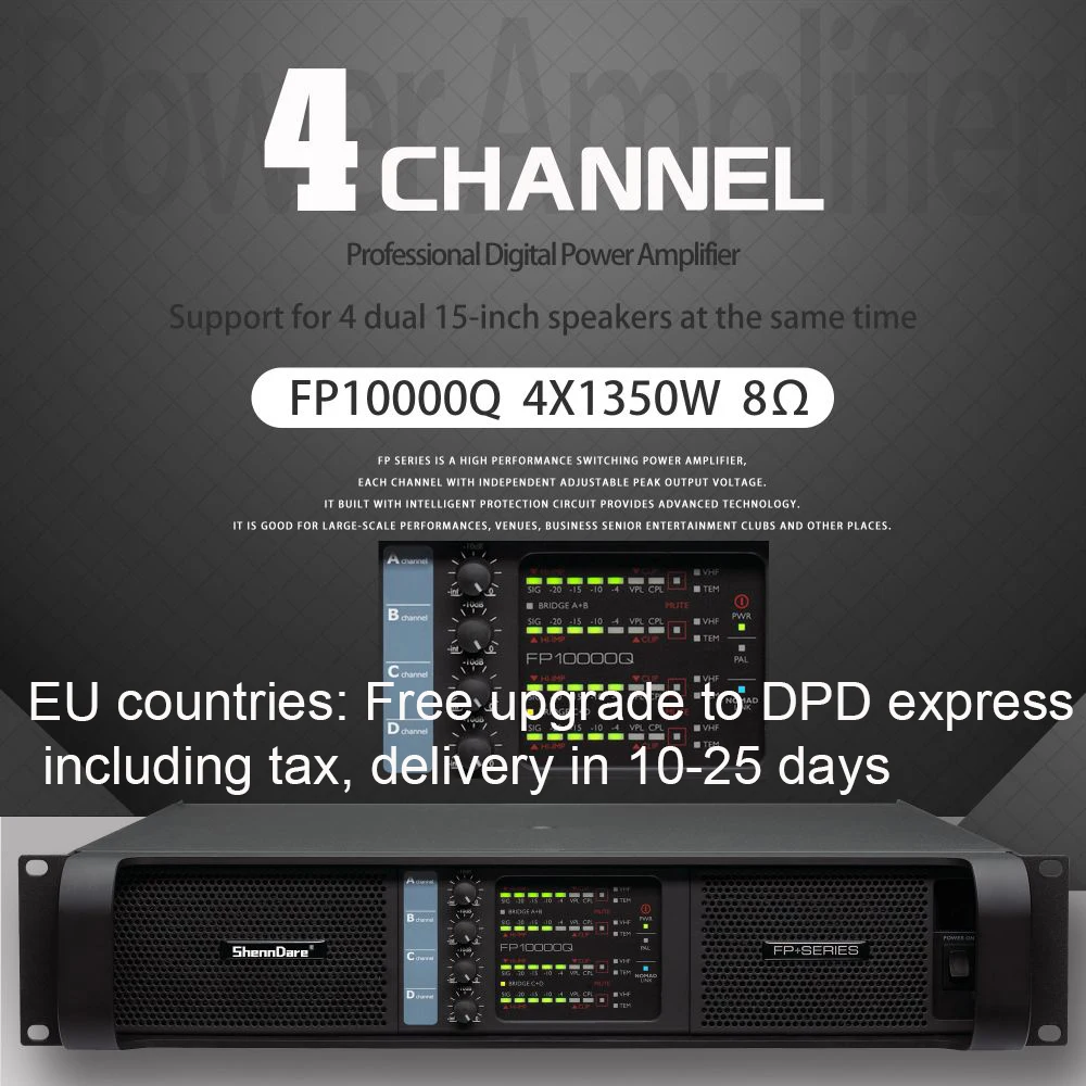 Amplificador de potencia de audio FP10000Q 4 canales 4x1350W 10000 vatios para espectáculos en vivo Disco profesional Dj Audio Altavoces lineales subwoofers Preamplificador Amplificador de sonido FP20000Q 4X2350W