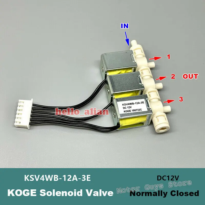 KOGE KSV4WB-12A DC 12V 4-position 3-way Mini DC Electric Solenoid Valve N/C Normally Closed Air Gas Flow Control Valve