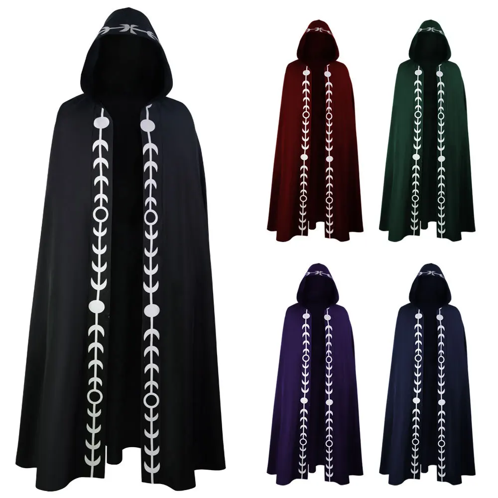 Medieval Renaissance Large Size Hooded Cloak Halloween Church Priest Cosplay Robe Five Colors Ethnic Women's Fashion Costume