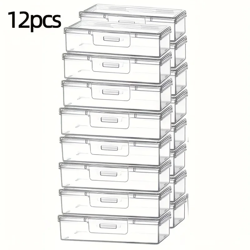 12pcs Clear Plastic Storage Boxes with Lids | Multipurpose Organizer Containers for Jewelry, Hardware, Crafts, Home Organization