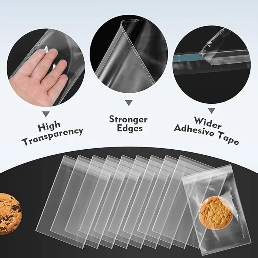 100–1000 Stück OPP selbstklebende transparente Plastiktüten für Kleidung, Schmuck, Geschenke, Kekse, Süßigkeiten, Verpackung, Versiegelung, Zellophanbeutel – Detail 5