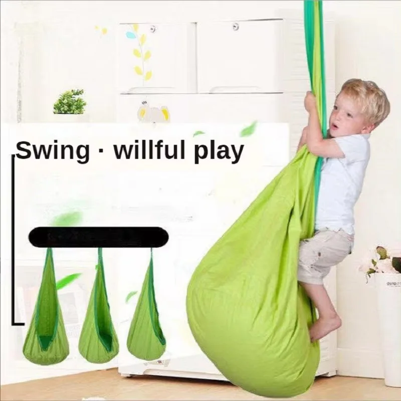 New Children\'s Hanging Chair Portable Parachute Cloth Swing Bed Indoor Courtyard Model with Inflatable Cushion Hanging Chair