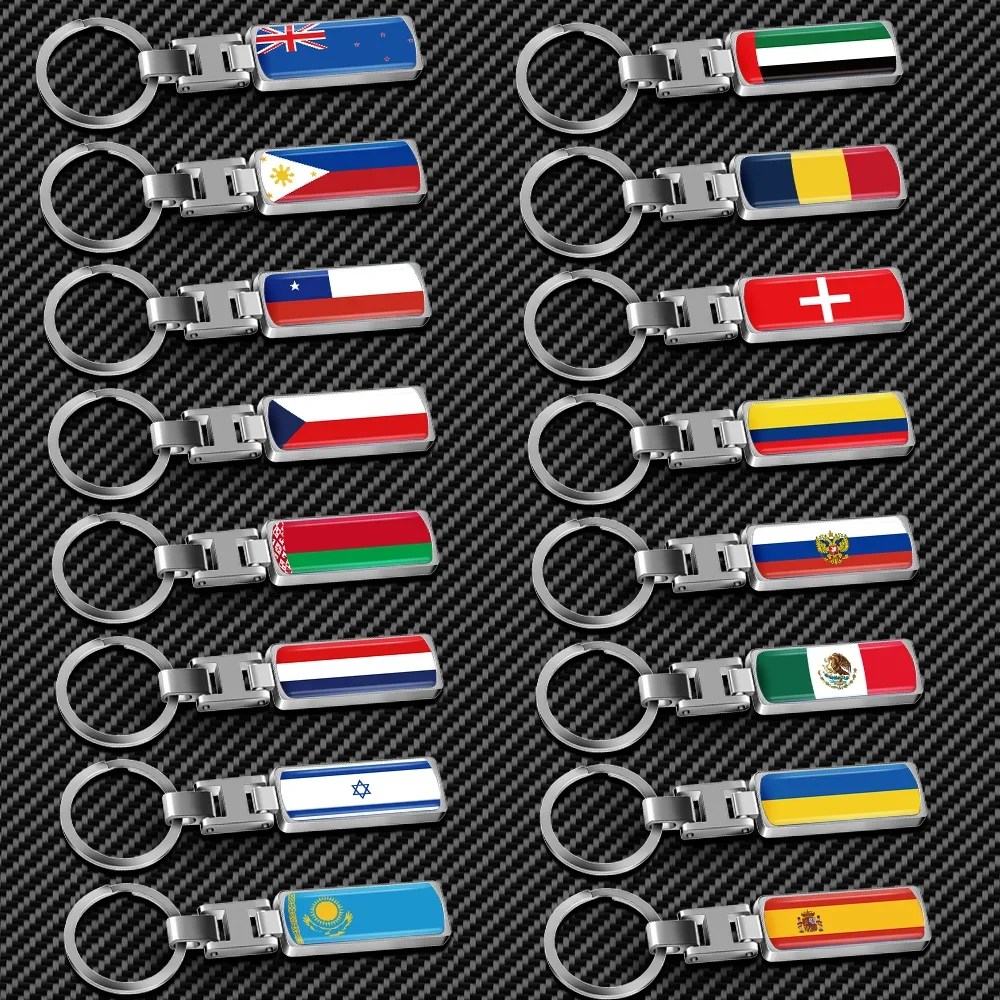 3D Realistic Flag Keychain - Car Keyring for Germany Spain Canada England Italy- Perfect Gift for Travelers & Flag Lovers