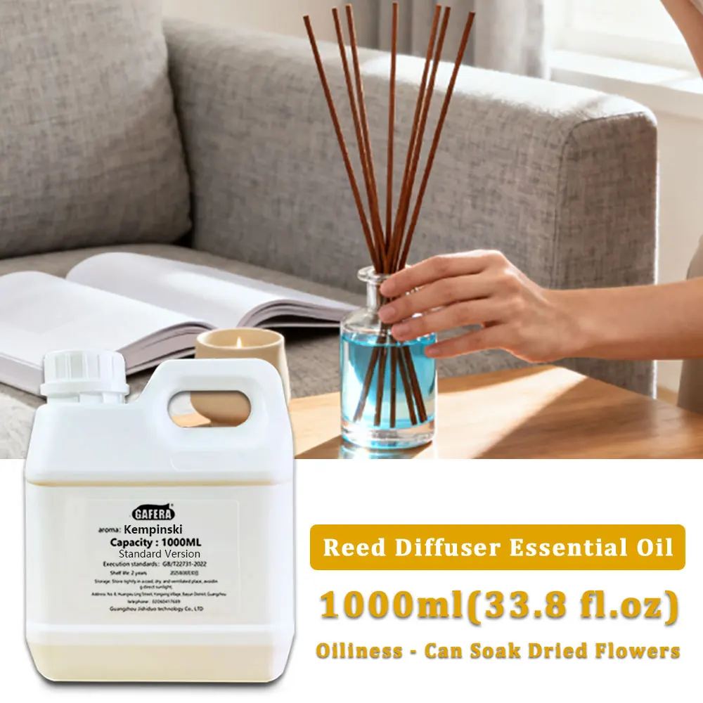 GAFERA 1000ml(33.8 fl.oz) All Season Zen Tea Rose Flameless Aromatherapy Essential Oil - Reed Diffuser Oil, Large Bottle Perfume