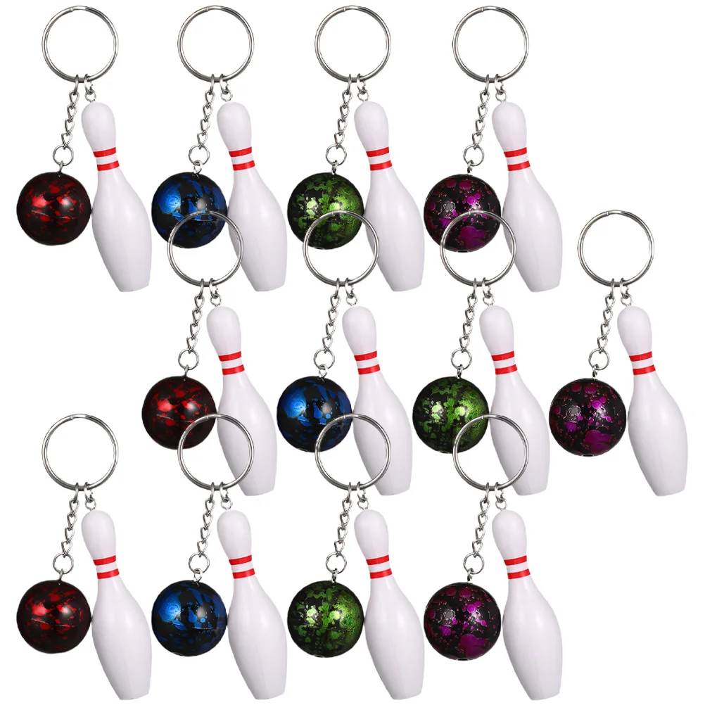 12 Pcs Bowling Keychain Hanging Keychains Pendants Mini Keepsakes Pvc Decorative Small Simulated