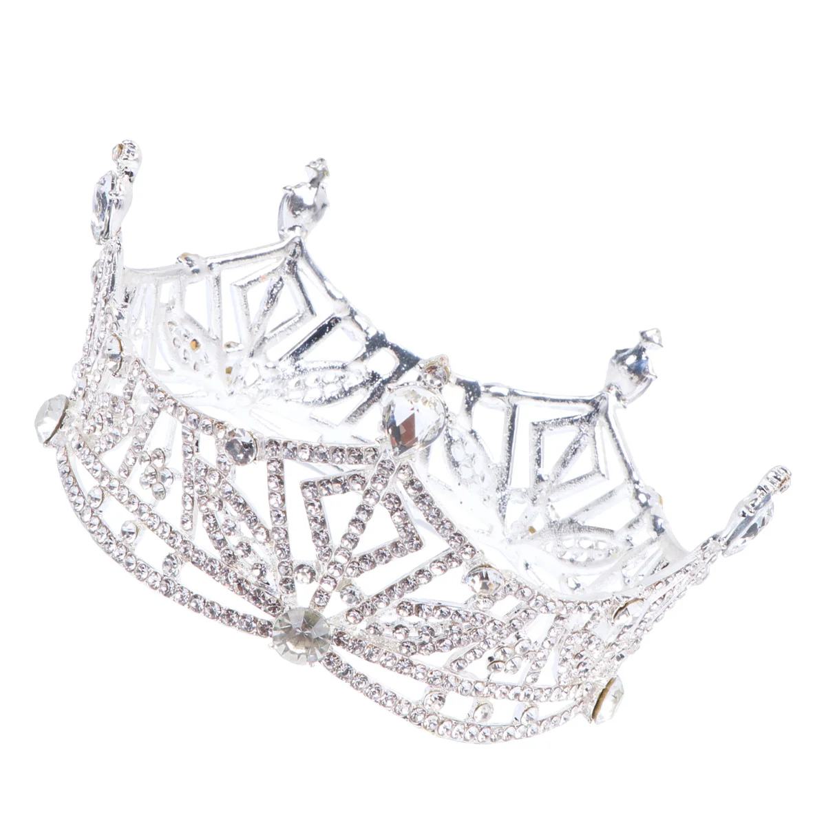 

Retro Round Large Alloy Rhinestone Crown Bridal Crown Wedding Headwear for Women Bride Stunning Glittering Accessory