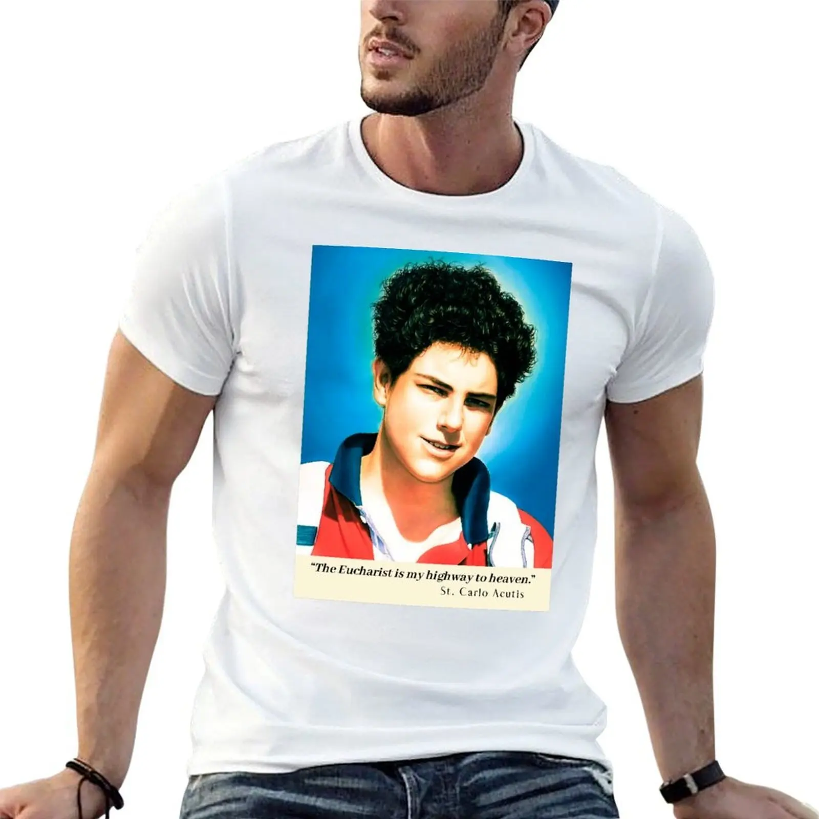 Saint Carlo Acutis Santo Carlo Acutis Saint Carlo T-Shirt t shirt man casual black cotton t-shirt plain for man package T-Shirt