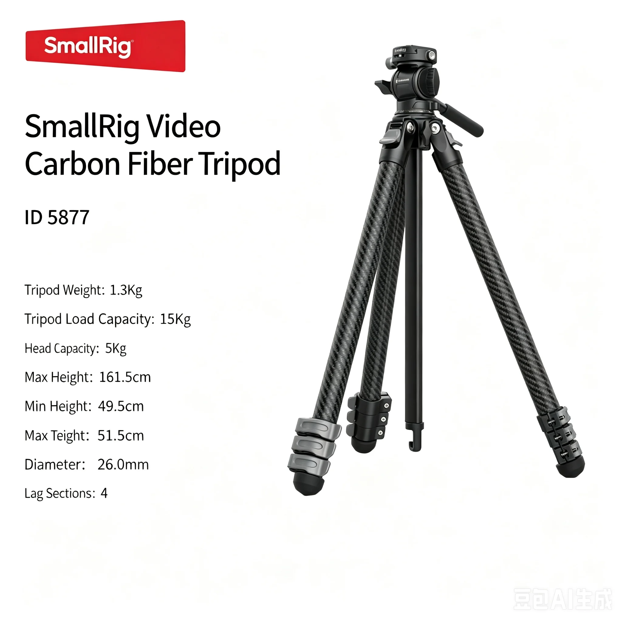 SmallRig Carbon Fiber Tripod Kit Professonal Tripod Travel Portable Camera Stand for Mirrorless Cameras Photography