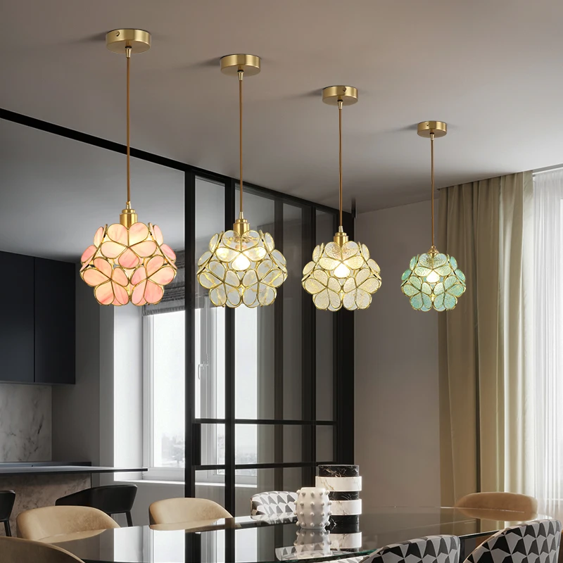 

Nordic Luxury Crystal Flower Chandeliers For Kitchen Island Dining Room Bedroom Geometric Ceiling Pendant Indoor Light Fixtures