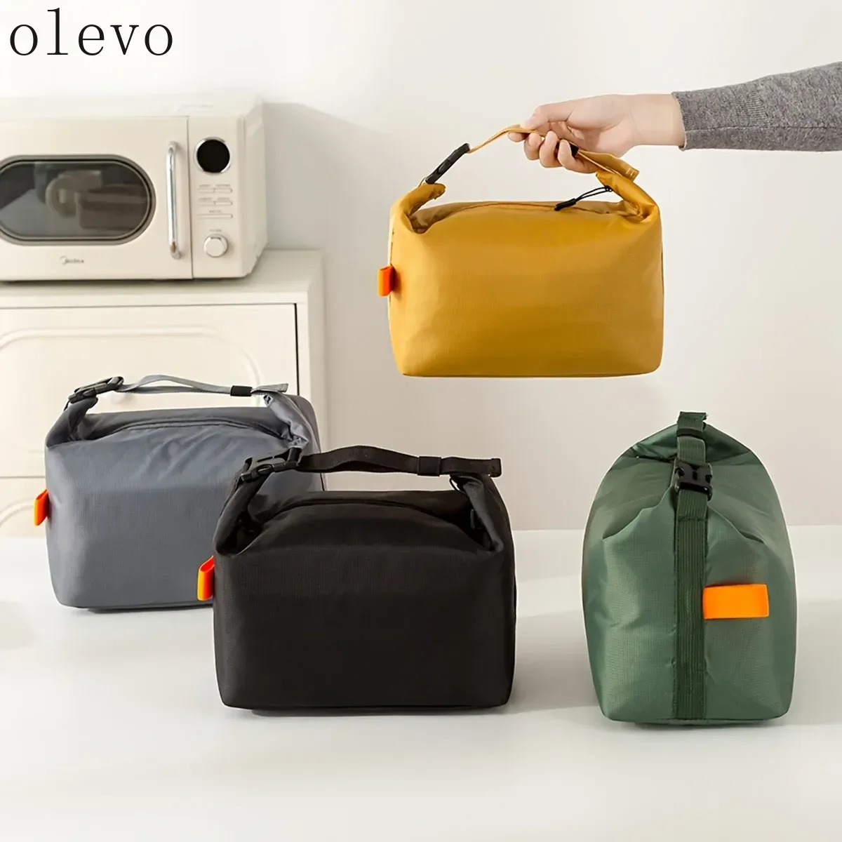 Solid Color Oxford Cloth Bento Handbag - Lightweight Reinforced Handle Comfortable Outdoor Carry Bag